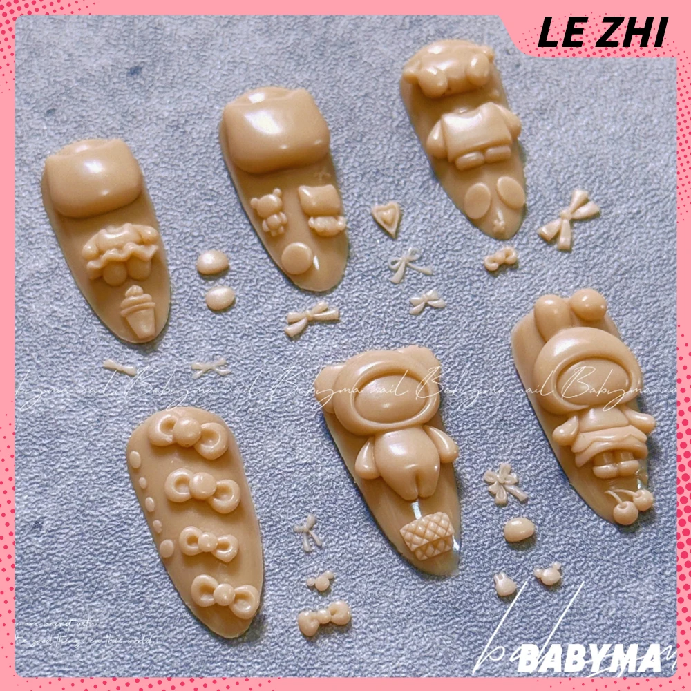 1 szt. Kreskówkowy Zwierzak Niedźwiedź Królik Łabędź Forma Akrylowa 3D do Paznokci Kokarda Kwiaty Anioł DIY Wzory Silikonowe Szablony do Paznokci Forma do Paznokci