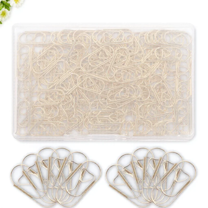 

150pcs Paper Clips Heart Shaped Metal Creative Office Supplies Document Clips Small For File Decoration