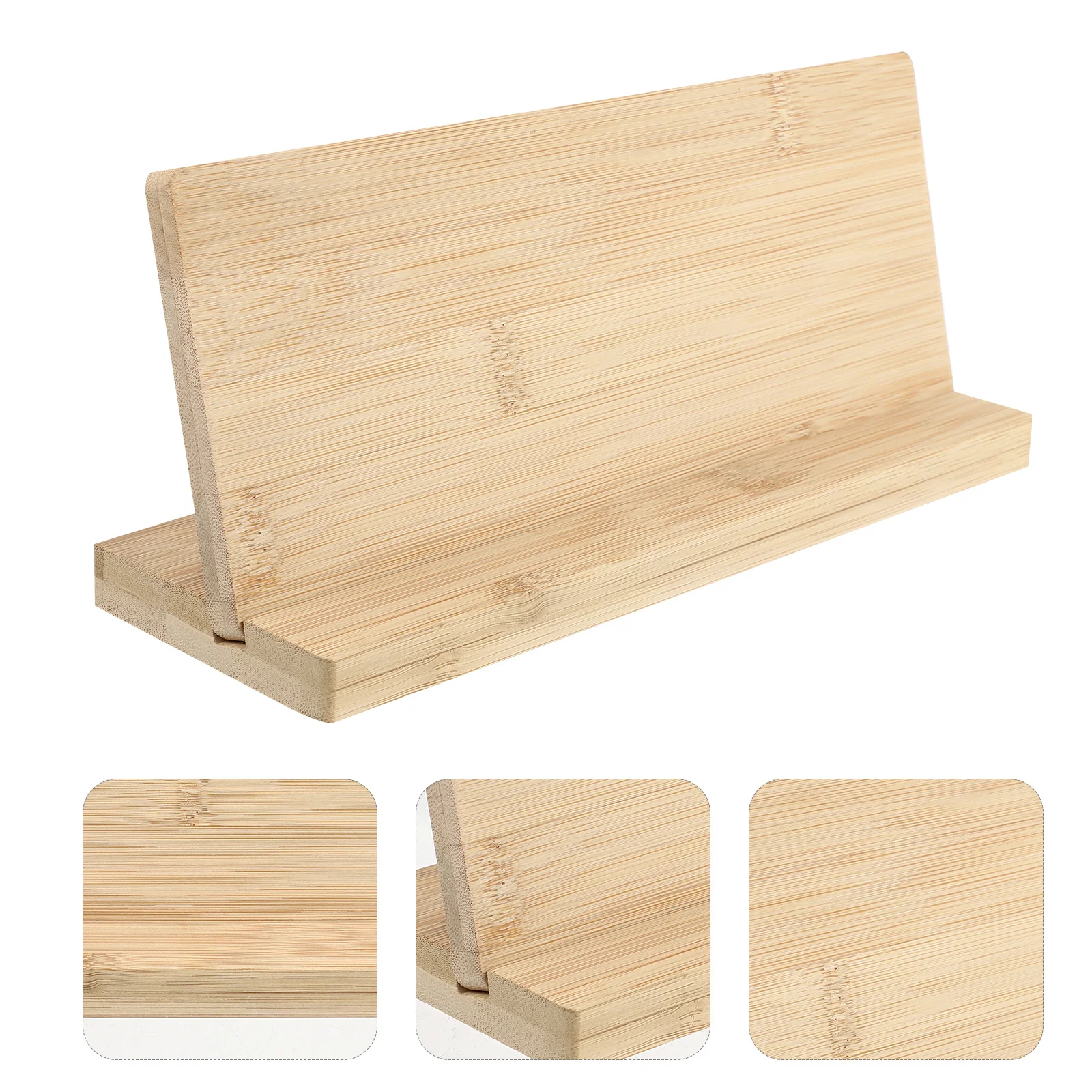 

1 set Bamboo Display Board Desktop Sign Holder For Payment Code Name Plate Merchandise Advertisement Index Stand Craft