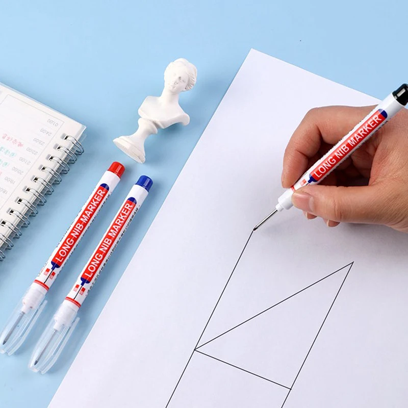 (Ce14)Long Nib Marker Construction Pen For Metal Oil Waterproof Thin Head Wood Craft Pen Extended 20mm Long Head Deep Hole