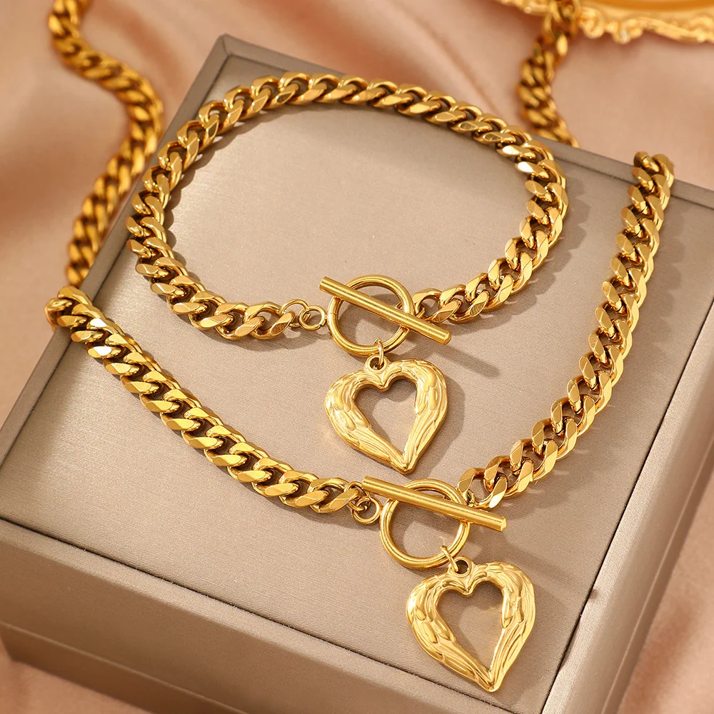 Set braccialetto e collana Boho Love, impermeabile e resistente al colorfast, gioielli da donna, bomboniere per matrimoni