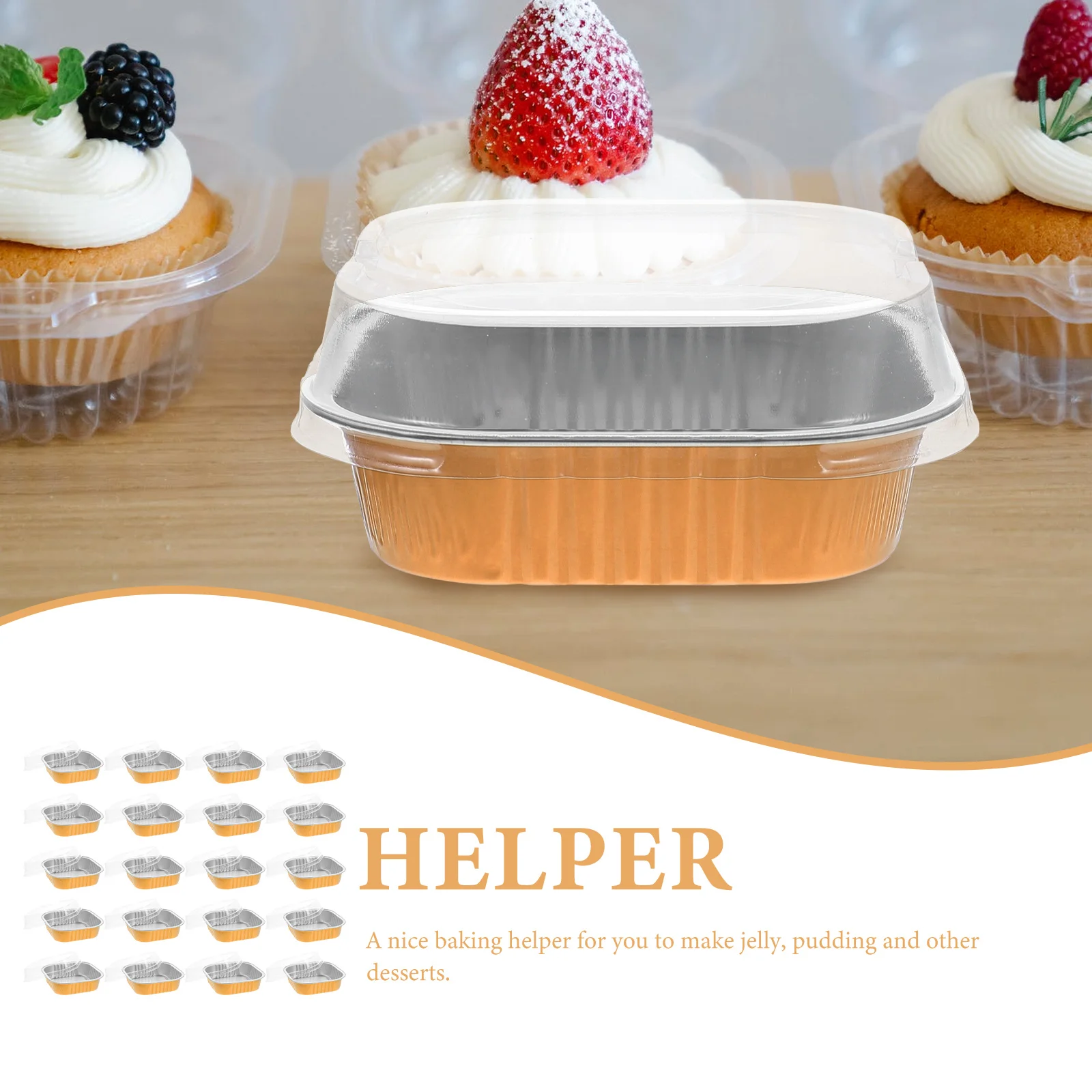 

20 Sets Aluminum Foil Baking Box Cheesecake Cups Multi-function Dessert Containers