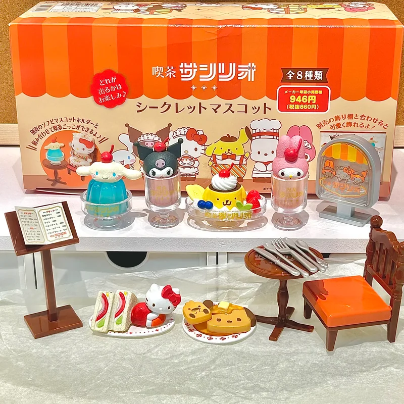 

Retro Coffee Store Series Blind Box Kuromi Cinnamoroll Make Tea Action Figure Cute Kid Toys Desktop Decoration Festival Gifts