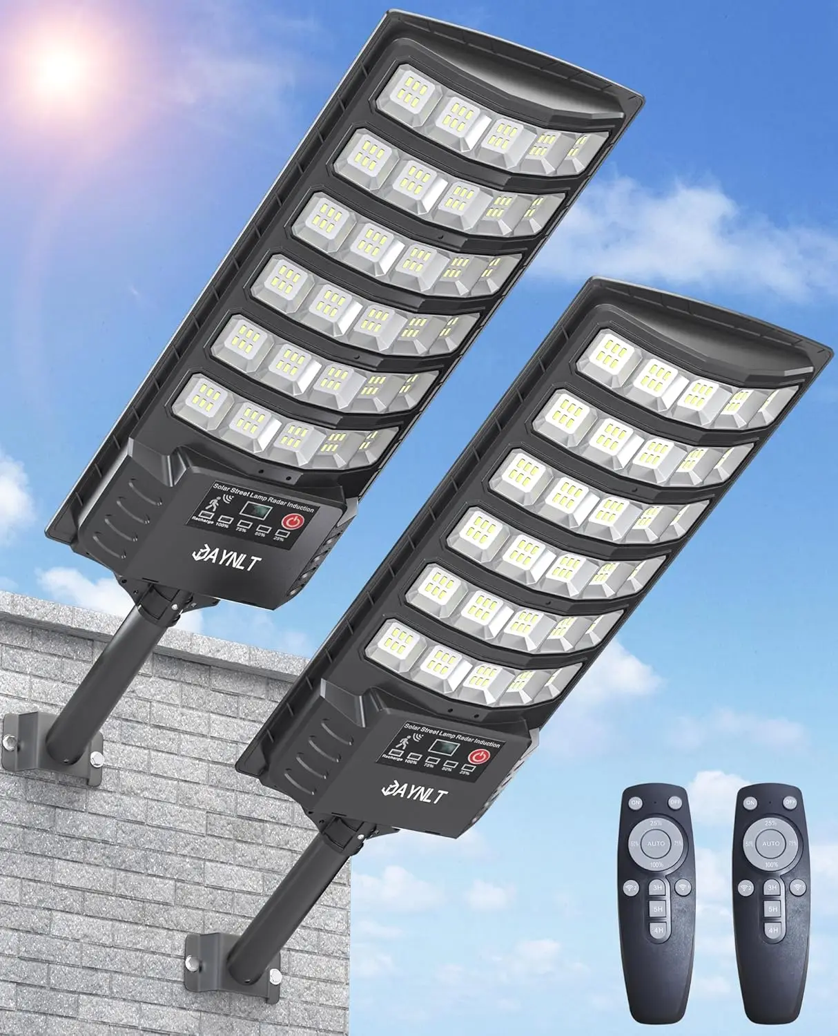 

Solar Lights Outdoor, 5 Modes Motion Sensor & Dusk to Dawn, 7000K Security Flood Lights for Yard, Entryway, Garage - 2PACK