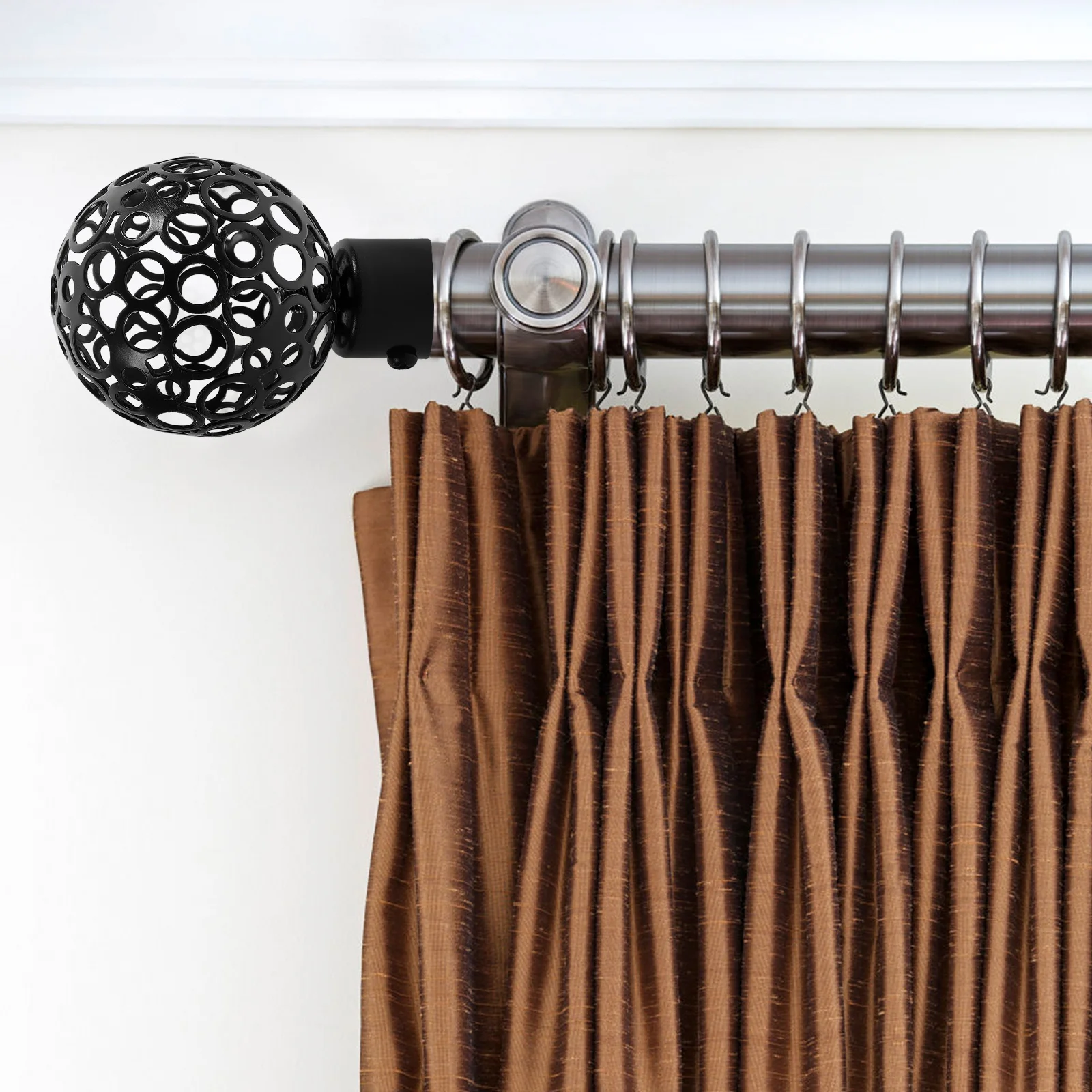 Curtain Rod End Caps 22mm Diameter Metal Decorative Heads Drapery Pole Hollow Out Elegant Design Dust Insect Proof Home