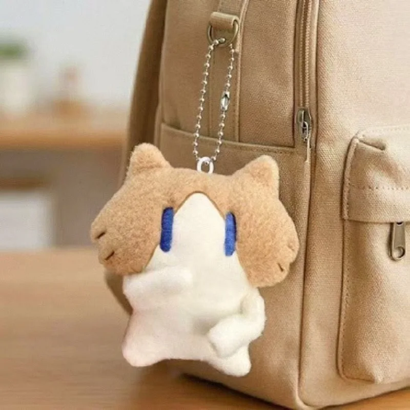 Cute Expression Cat Plush Keychain, Soft Fluffy Cartoon Cat Doll Bag Charm, Ins Backpack Hanging Decor Gift for Women Daily