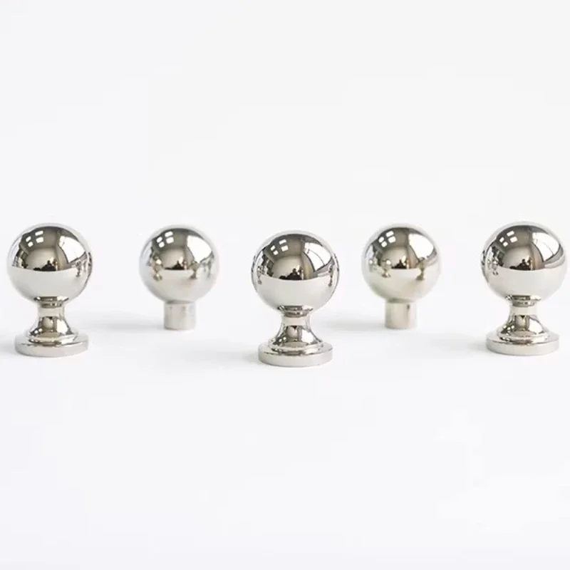 Chrome Bright Silver Modern Minimalist Dresser Handle Brass Drawer Round Knobs Furniture Single Hole Ball Kitchen Cabinet Pulls