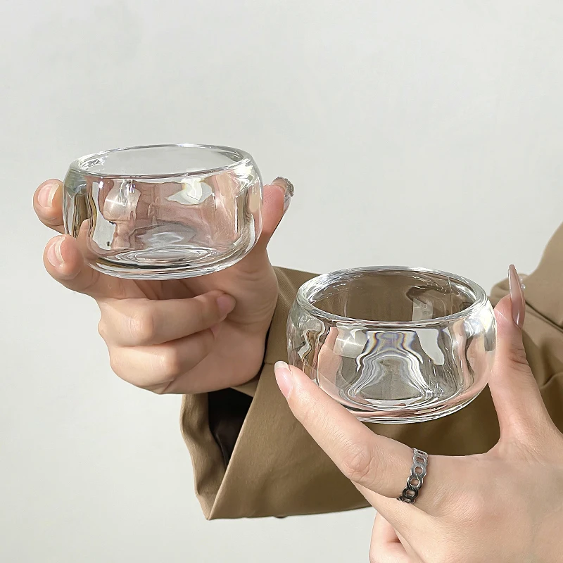 80ml 10pcs Set Hot Tea Glass Cup Mini Cocktail Glass Transparent Drinkware Tea Tasting Cup Household Hot Water Mug Holiday Gifts