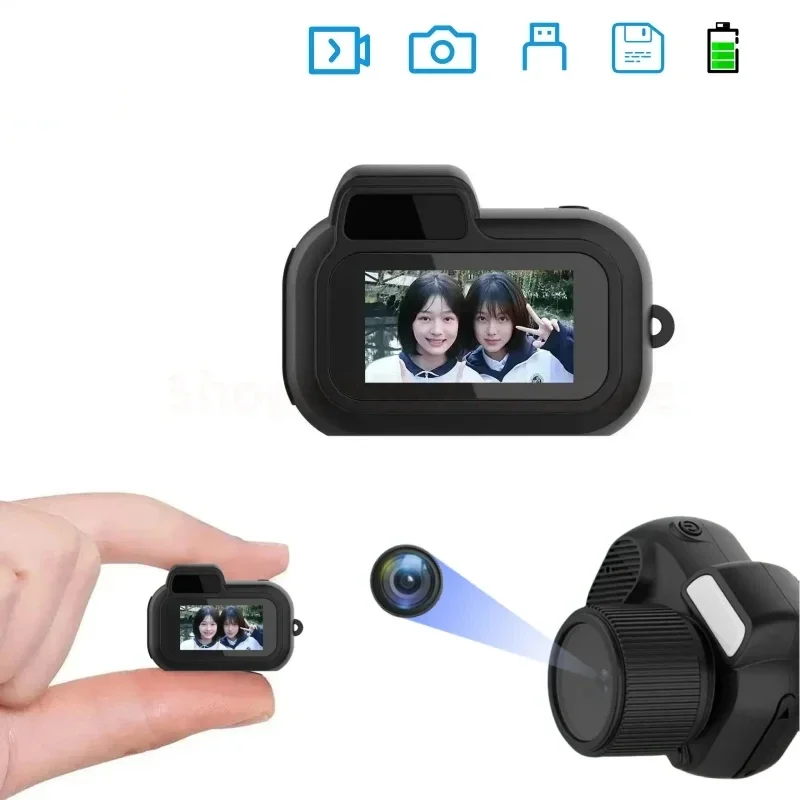 Retro Mini Camera with Screen Indoor Home Outdoor 1080p HD Portable Very Small Camera Video  Support TF Card Holiday Gifts