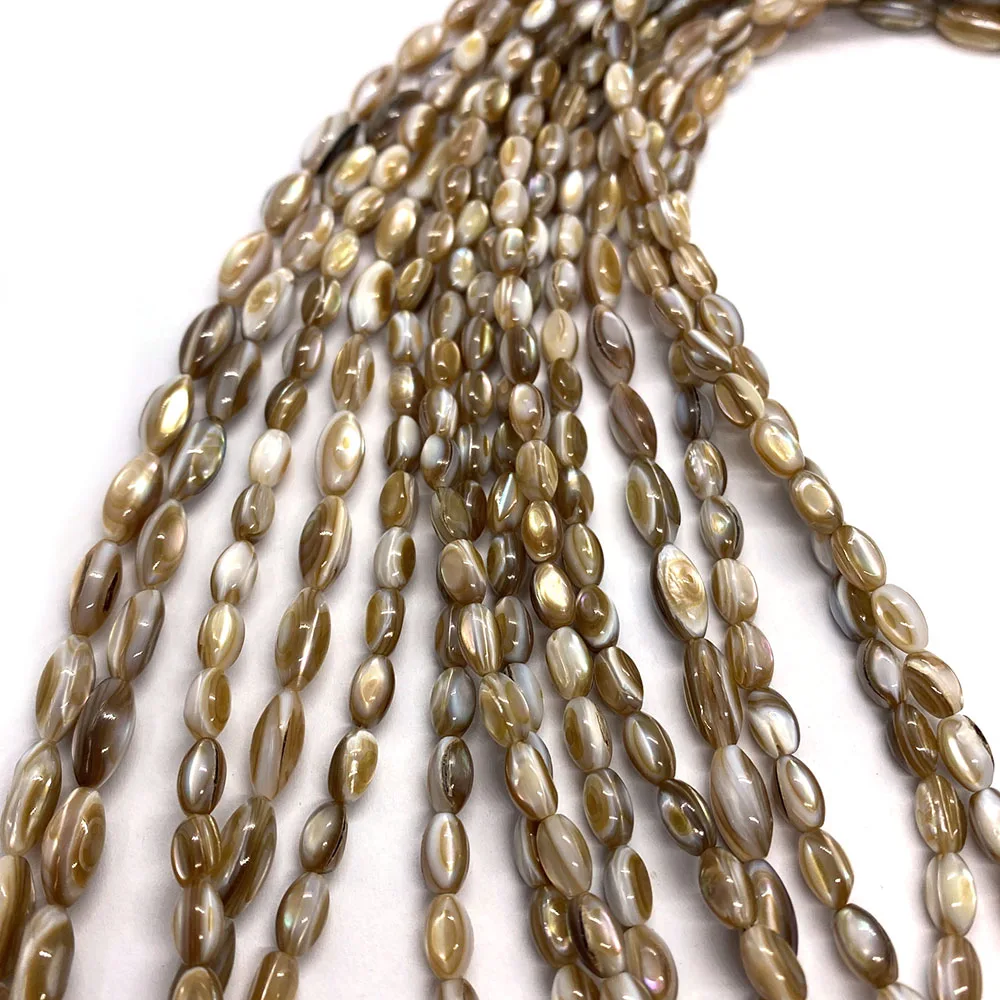 Natural Shell Rice Shape Beads Polished Pteria Penguin Straight Hole Loose Bead 1 Strand DIY Bohemia Necklace Bracelet Jewelry