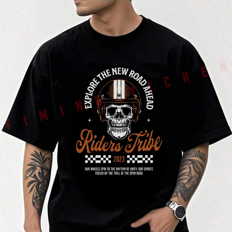 

Cotton T Shirt Casual Bikers Club Vintage Motorcycle Design T-shirt Summer Short Sleeves 2026 Men Tshirt Tops Clothing Tee