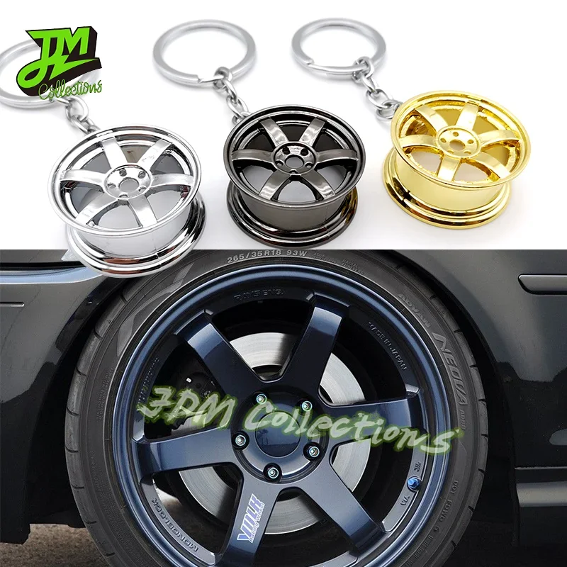 

Car Wheel Rim Keychain TE37 Design Wheel Turbo Keychain Metal Keyring Creative Gifts Car Key Holder Accessories