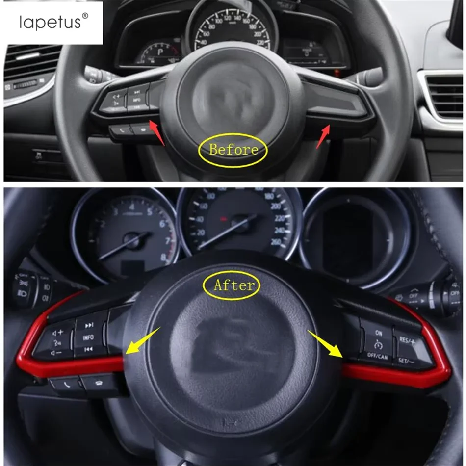 

ABS Steering Wheel Frame Decoration Cover Trim For Mazda 2 Demio 2015 - 2023 Red / Matte / Carbon Fiber Accessories Interior Kit