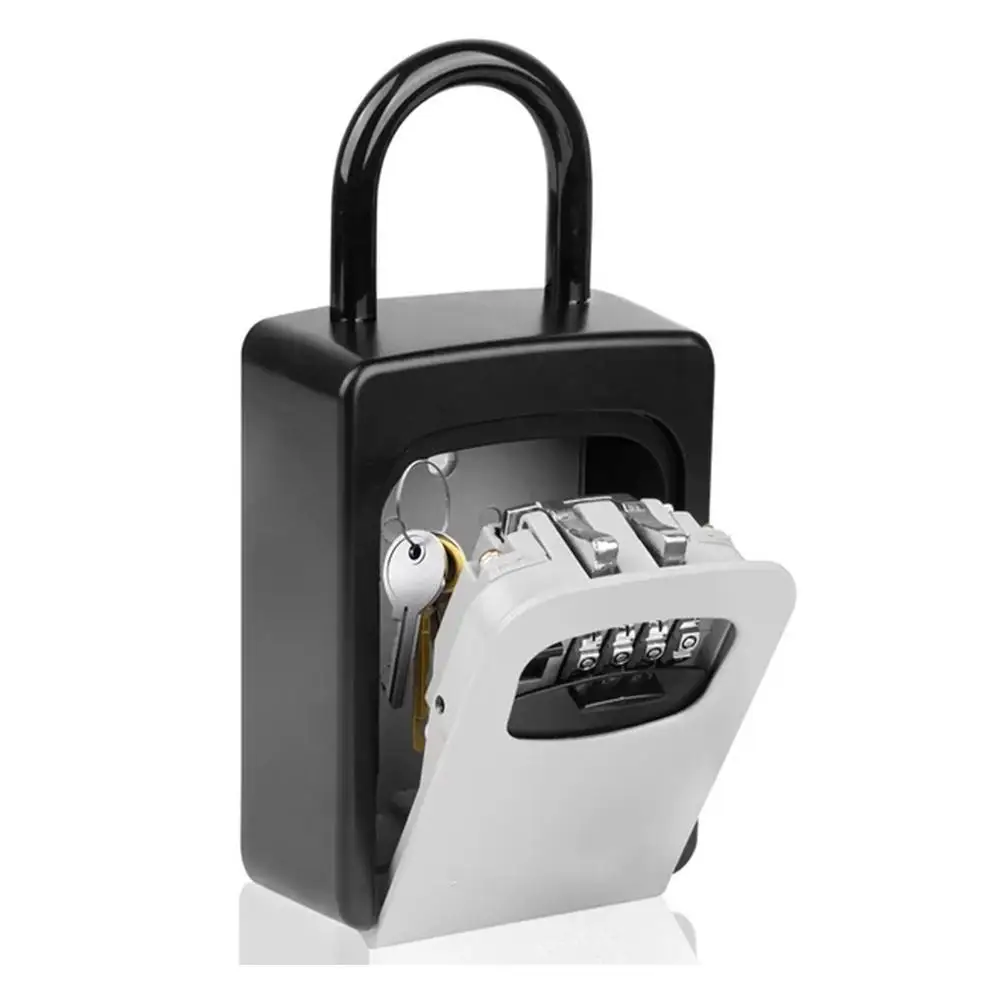 Wall Mounted Key Keeper Combination Lock Waterproof 4-Digit Password Key Storage Box Easy Fix Home Office Security