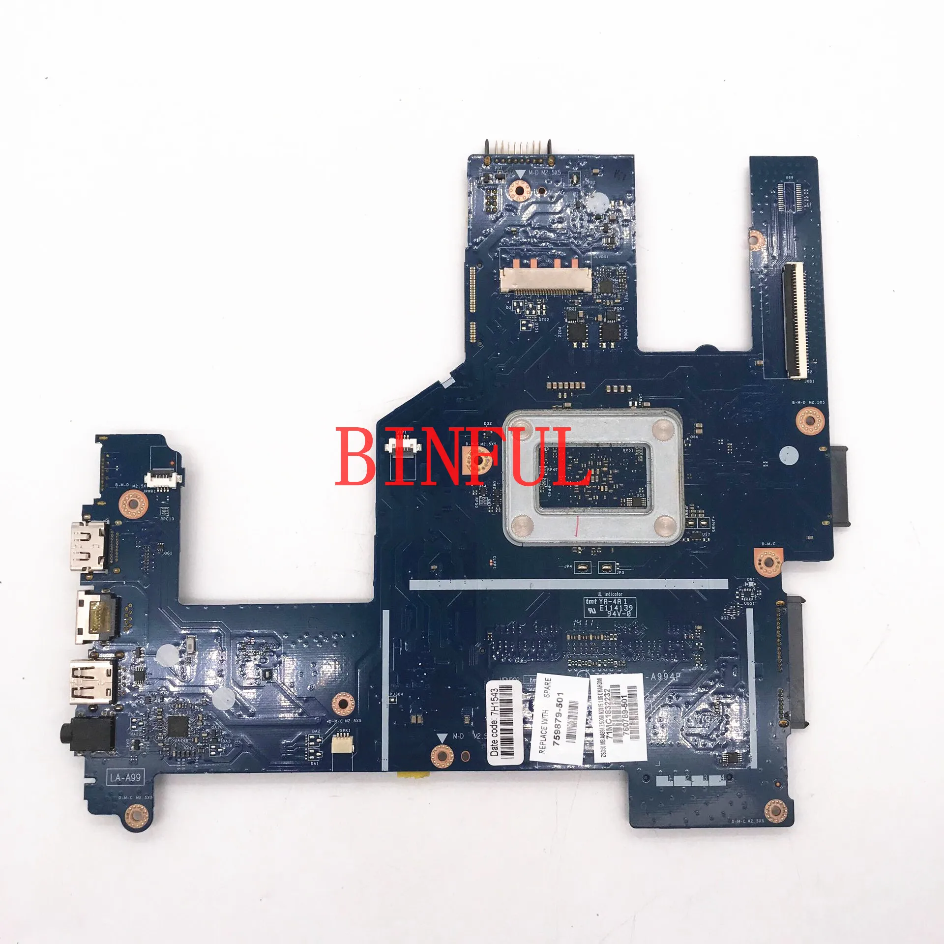 759879-001 759879-501 759879-601 For HP Pavilion 15-R Laptop Motherboard ZSO50 LA-A994P With SR1W4 N2830 CPU 100%Fully Tested OK