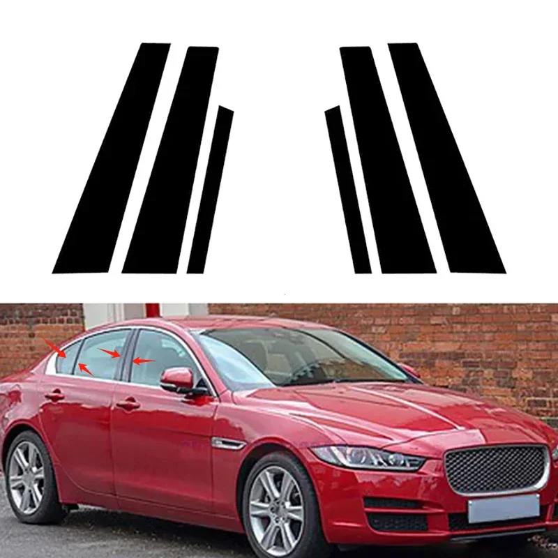 

6PCS For Jaguar XE X760 2016 2017 2018-2023 Car Door Decal Pillar Posts Sticker Trim Cover Accessoriea Decoration Glossy Black