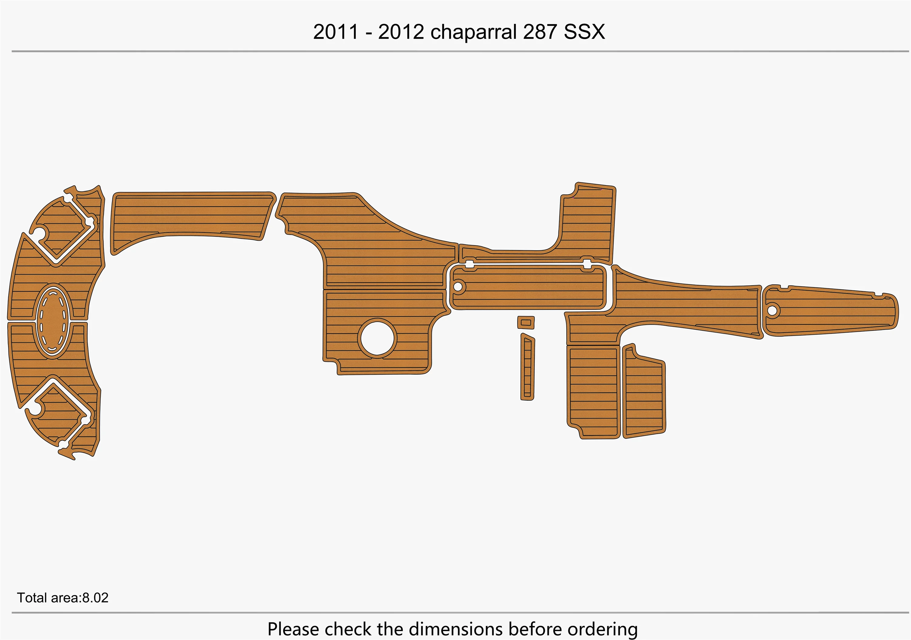 Eva foam Fuax teak seadek marine floor For 2011-2012 chaparral 287 SSX Cockpit Swim platform 1/4