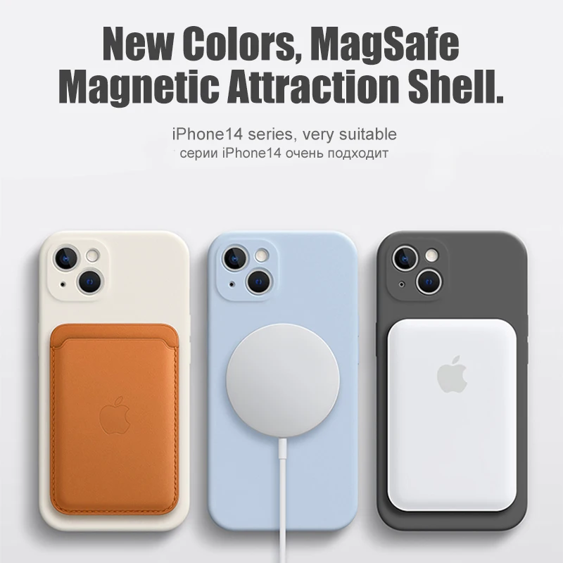 For Magsafe Magnetic Liquid Silicone Case For iPhone 15 13 11 12 14 Pro Max Mini XS XR X 8 Plus SE Wireless Charging Phone Cases - náhled 3
