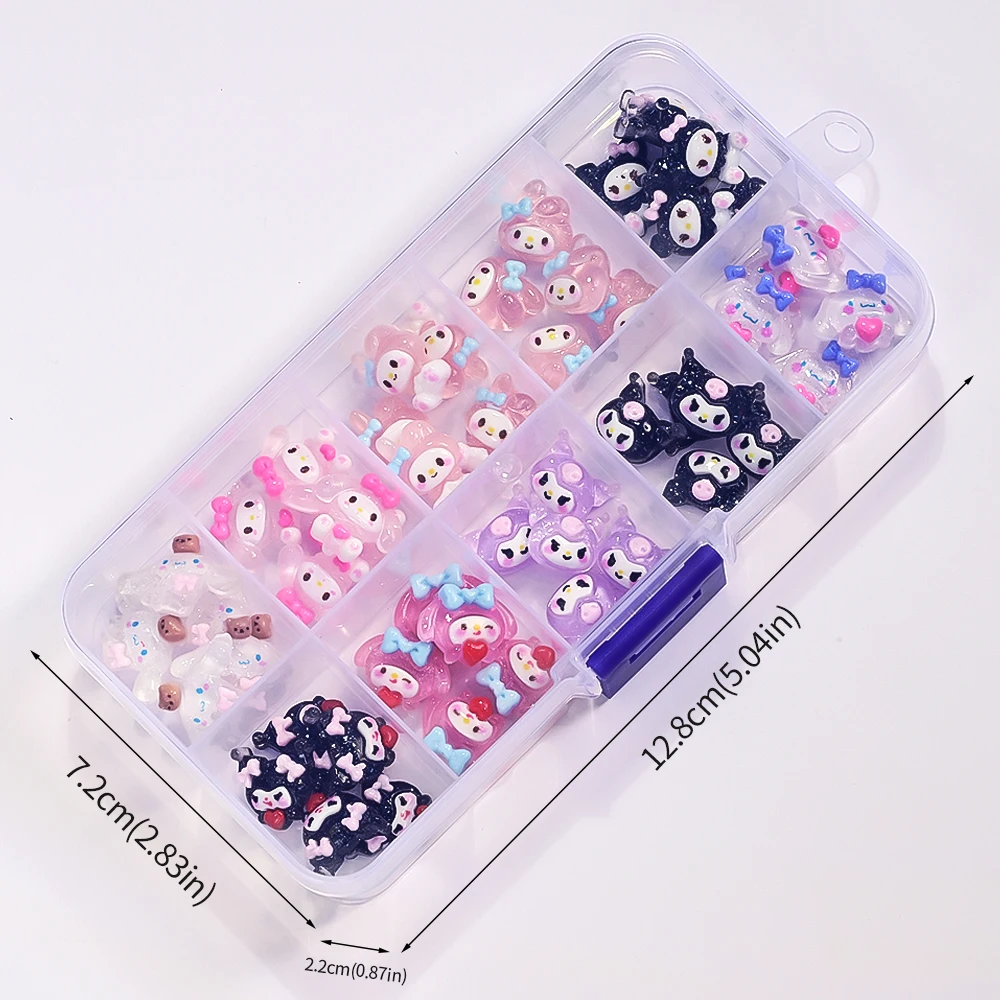 50 шт., смешанные аксессуары для ногтей Kuromi с мультяшными собаками, Cinnamoroll My Melody, 3D украшения для ногтей из смолы, y2k, стразы, маникюрные подвески