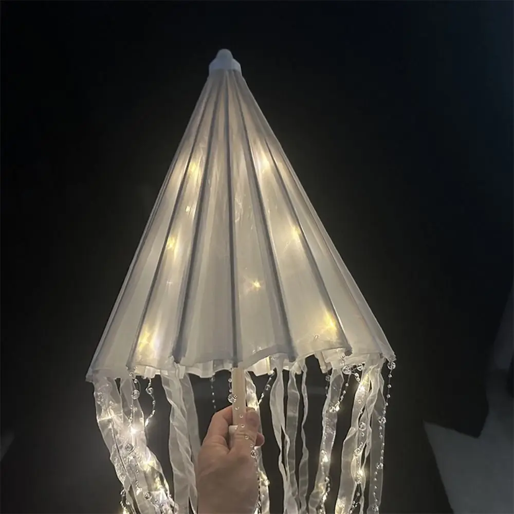 Sombrilla LED de papel encerado y seda – Estilo japonés hecha a mano - imagen 3