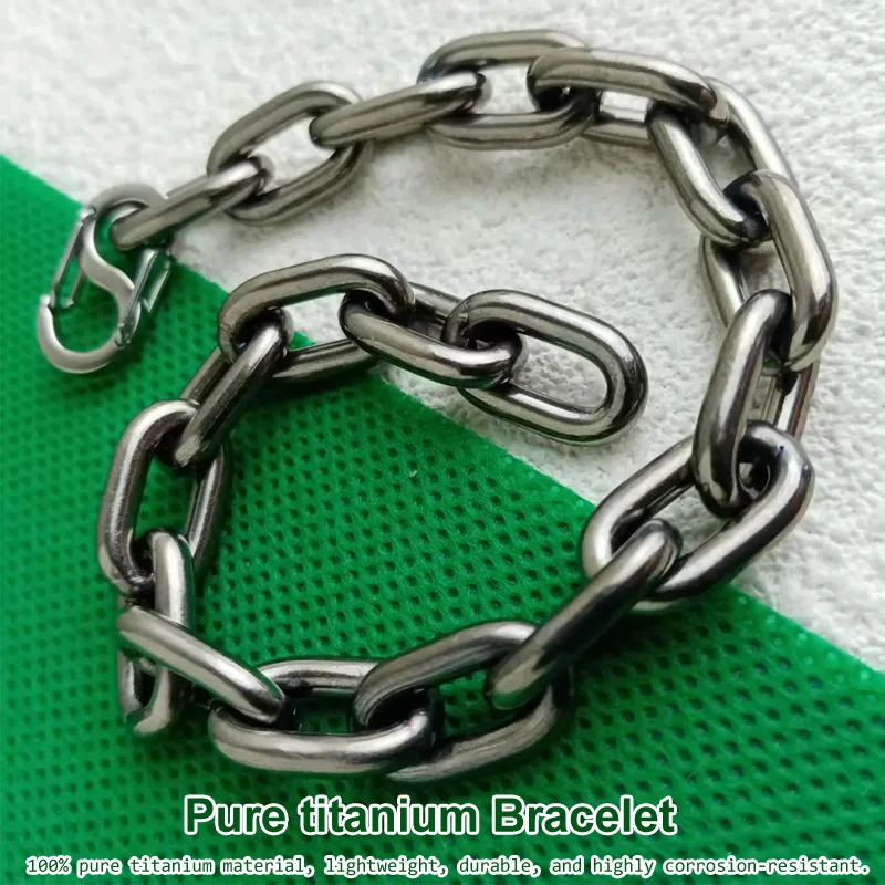 

Мужской титановый браслет Gr1 | Бесшовная цепочка 9,5 мм | Гипоаллергенный и противотанный | Ювелирный подарок в стиле хип-хоп