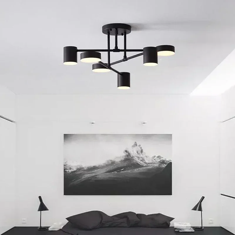 Modern LED Ceiling Chandelier White 6 Heads Hanging Lamp Light  For  Dining Living Rooms Bedroom Hall Home Decor Fixtures