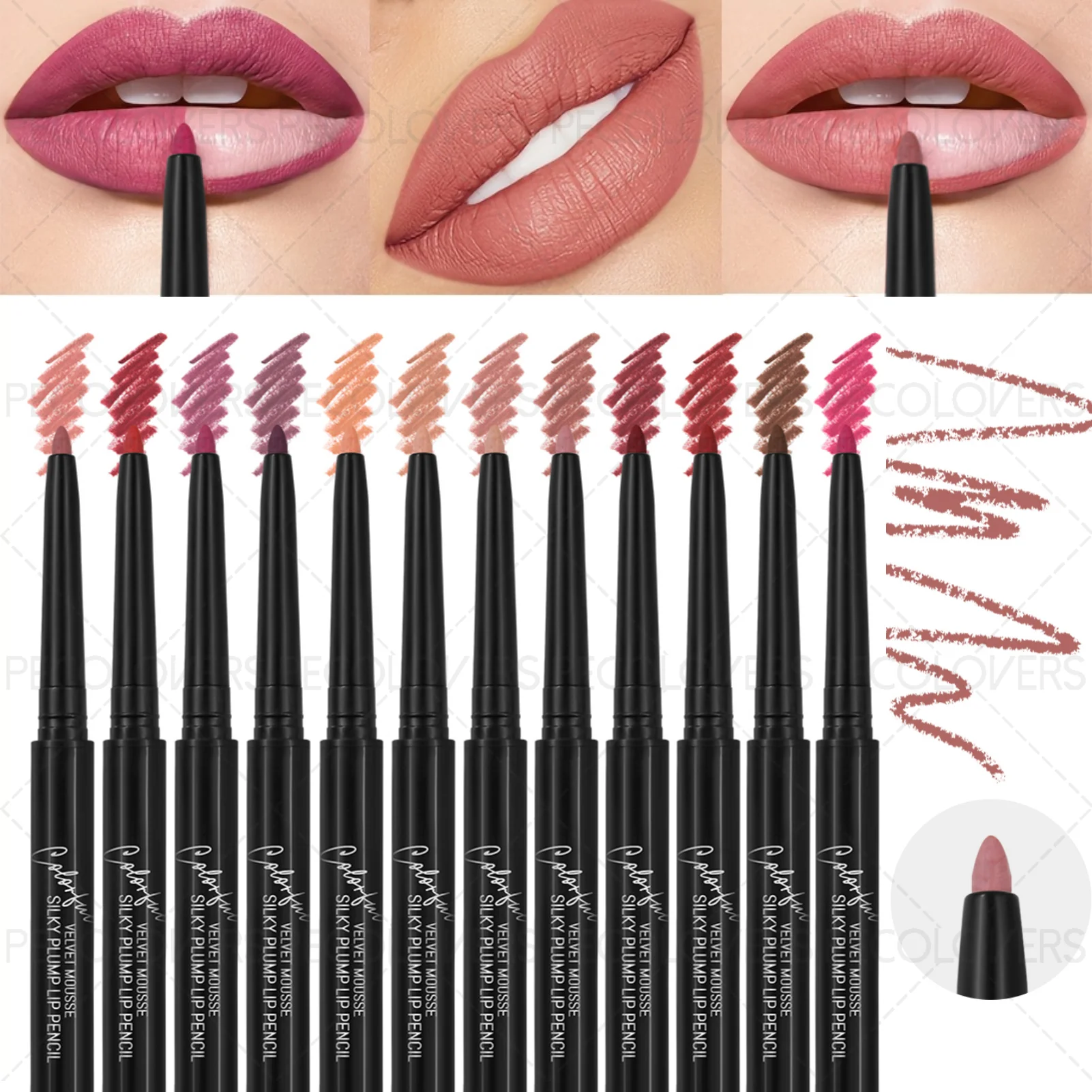 Matita per labbra impermeabile da 1 pezzo per donna, rossetto opaco per principianti, matita per labbra in velluto opaco in colore palissandro