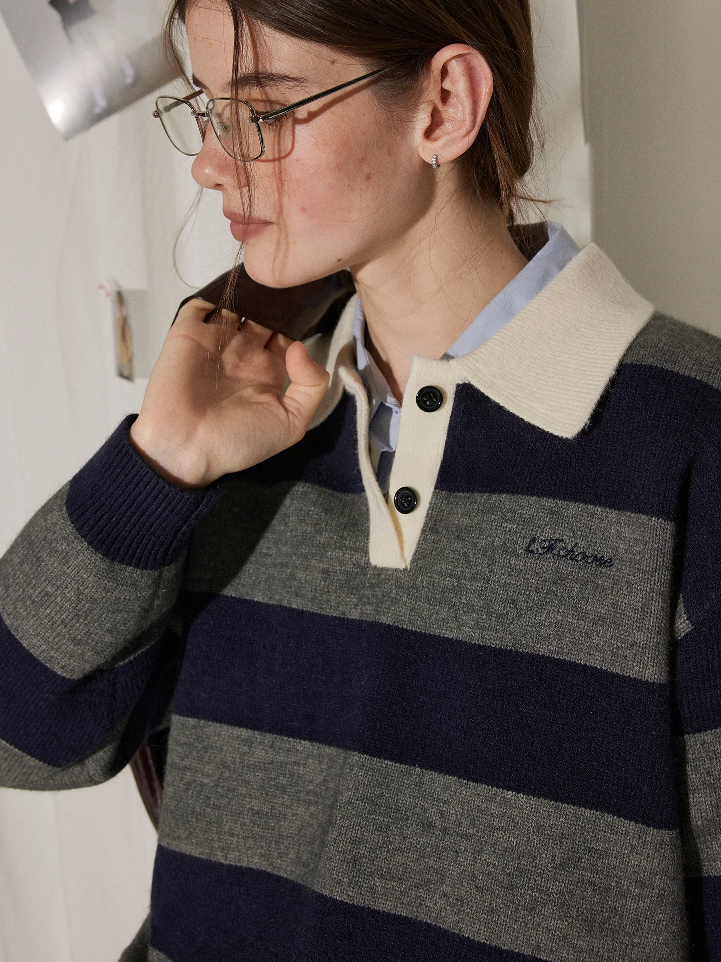 

Loose Fit Ne Knitted Sweater Women's Sle Striped Pattern Autumn New Arrival Comfortable Long Sve Top by Lofi Choose