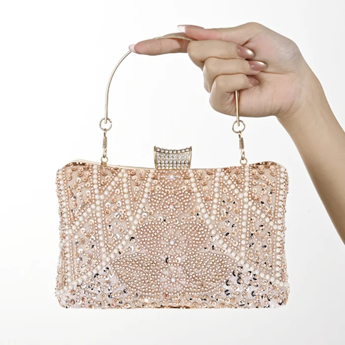 

Fashionable Hand Embroidered Clutch Bag for Women Luxury Shiny Evening Dress Style Retro Chinese Dinner Bag
