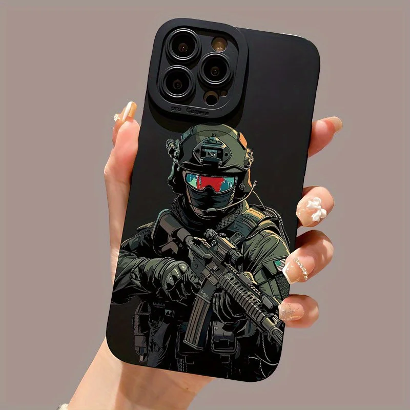 

Soldier Pattern UV Printing Matte Phone for Iphone 11 12 13 14 15Pro Max 16 17promax XR X/ XS 7 8 Plus for Smartphone