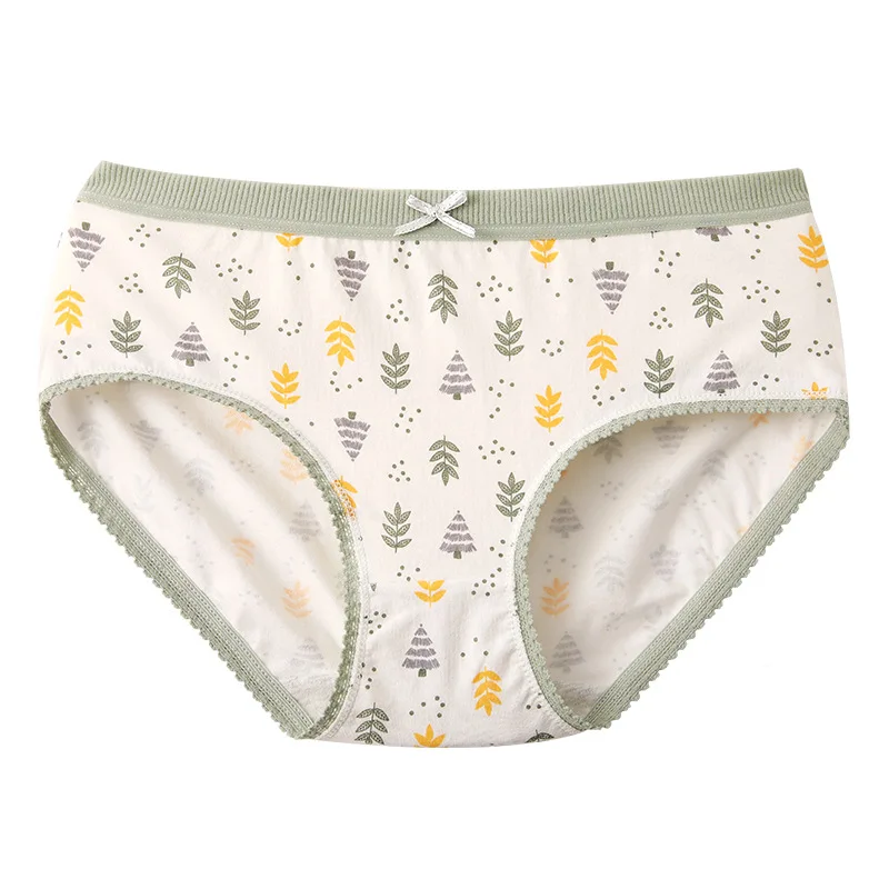 1 قطعة سراويل الفتيات القطنية الطلاب الطازجة طباعة الملابس الداخلية تنفس Underpant الحلو سراويل الإناث منتصف الخصر الراحة لينة موجز