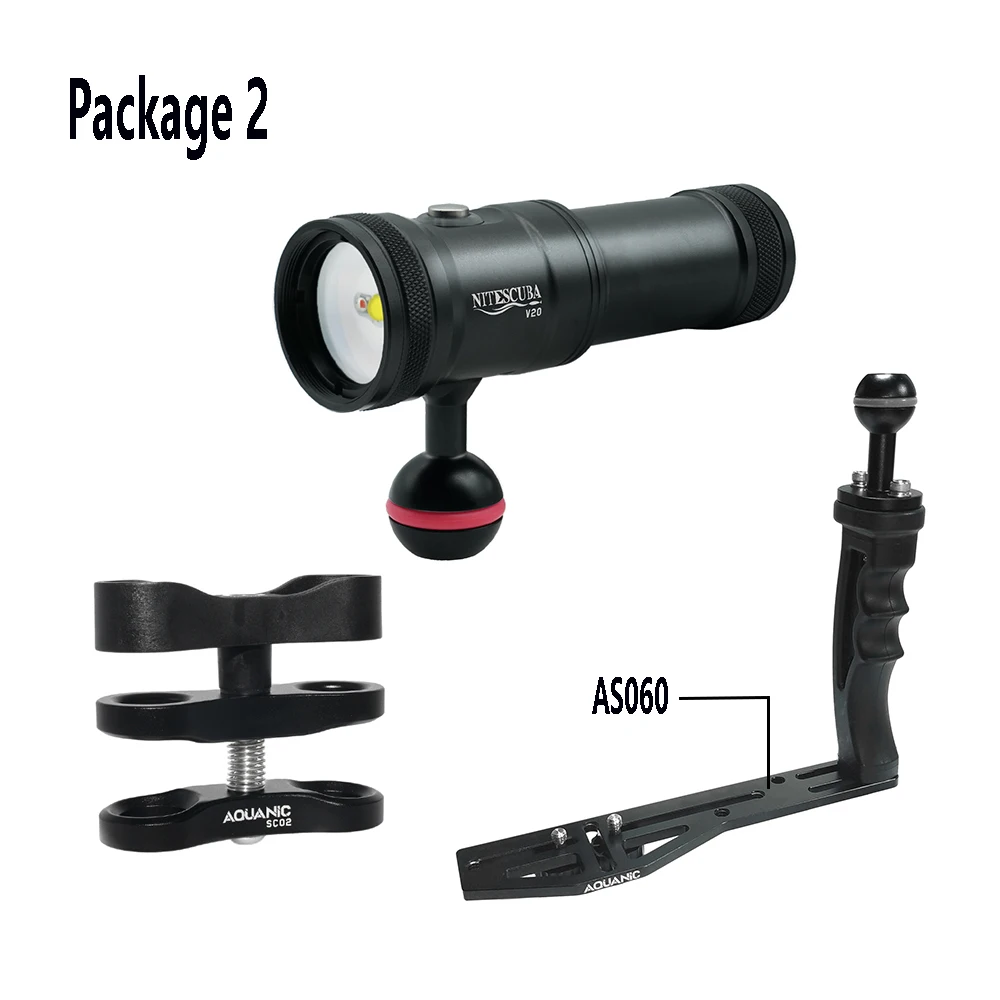 Nitescuba V20 Underwater Diving Video Light With Flex Tray Hold For Tg6 5 Gopro Camera Housing 2000 Lumen Astigmatism Lamp