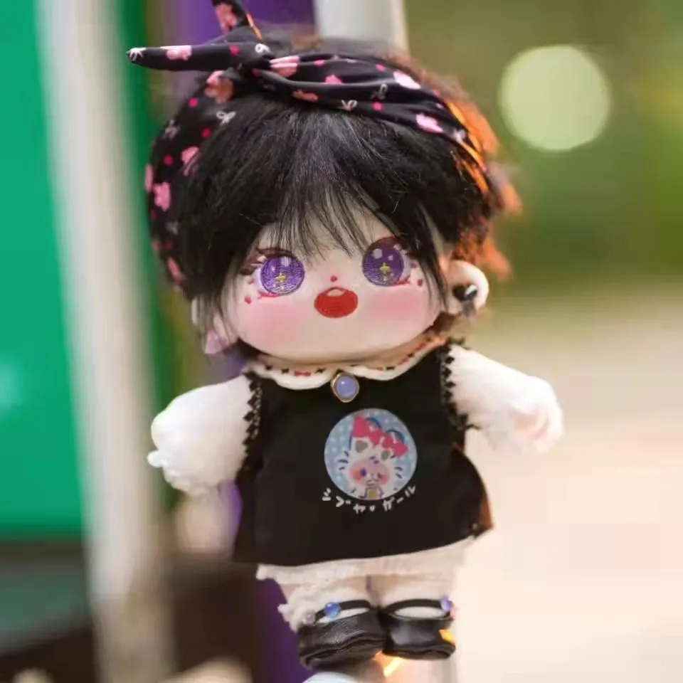 20cm IDol Doll Black Hair Lanwei Plush Star Dolls Cute Stuffed Figure Toy Cotton Doll Plushies Toys Collection Gift (No Clothes)