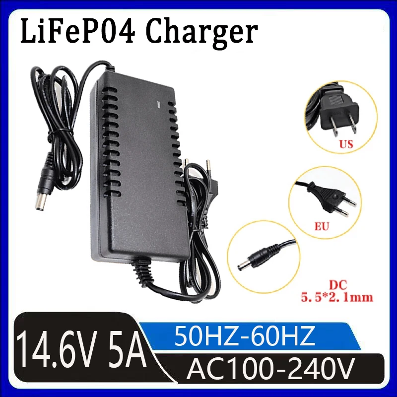 14.6V 5A LiFePO lithium iron battery universal power charger 4S 12V 12.8V 14.4V to DC lithium iron 100-240V high-power charger b