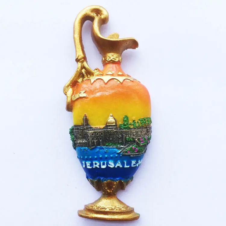 

Middle East Holy City Jerusalem Travel Souvenirs Magnetic Refrigerator Stickers Ethnic Classical Pots 3D Collection Souvenir