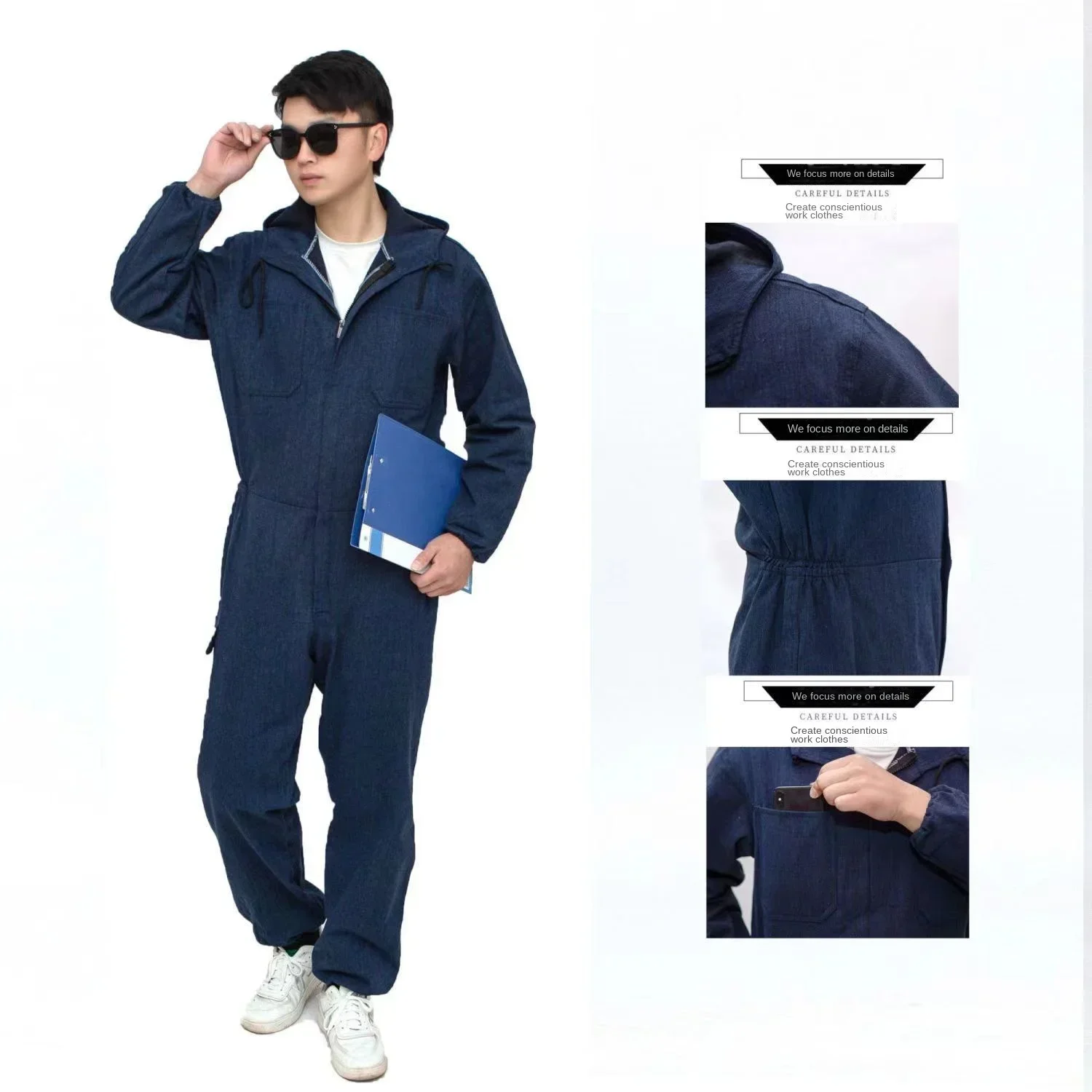 Jumpsuit Denim Working Suits Winter Men Women Welding Overalls Auto Repair Coverallls Welder Suit Oficina Mecanica