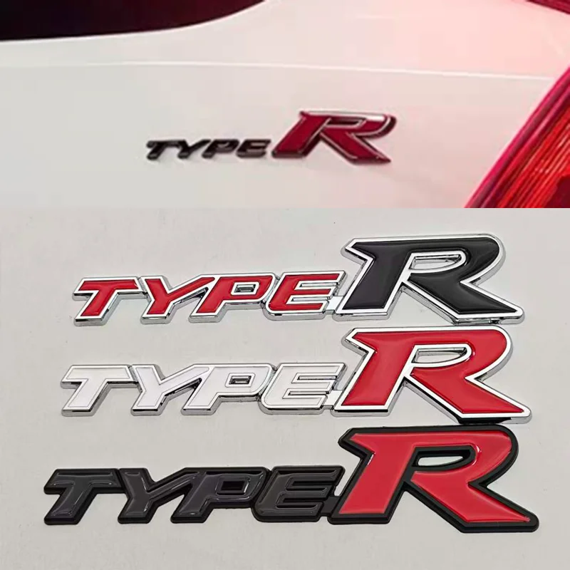3D Metal Type R Logo TypeR Emblem Car Rear Trunk Badge Self-Adhesive Letters Sticker Car Accessories