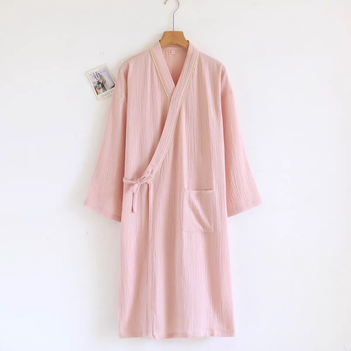 

Women's Cotton Robe Summer Thin Kimono Nightgown SweatSteam Suit Spring Autumn Home Clothes Pure Cotton Gauze Sleepwear