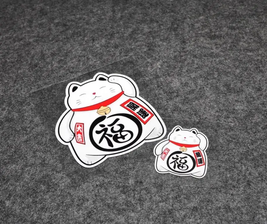 Lucky Cat Kitten Stickers Maneki Neko Japanese Reflective Vinyl Car Sticker Motorcycle Decals Racing  For Vans SUV