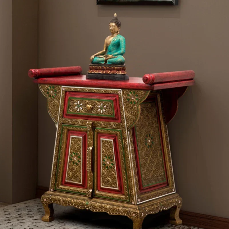 Solid Wood Entrance Cabinet Altar Thai Household Buddha Shrine Altar Southeast Asian Style Furniture