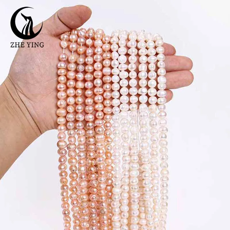 Zhe Ying Pink Potato Freshwater Pearl Loose Natural Mother of Pearl Beads for Bracelet Necklace Earring DIY Jewelry Making