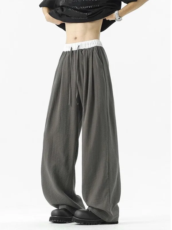 

American Retro Linen Patchwork Loose Lazy Drape Straight Casual Pants Summer Straight Leg Trousers Youthful Vitali Sle