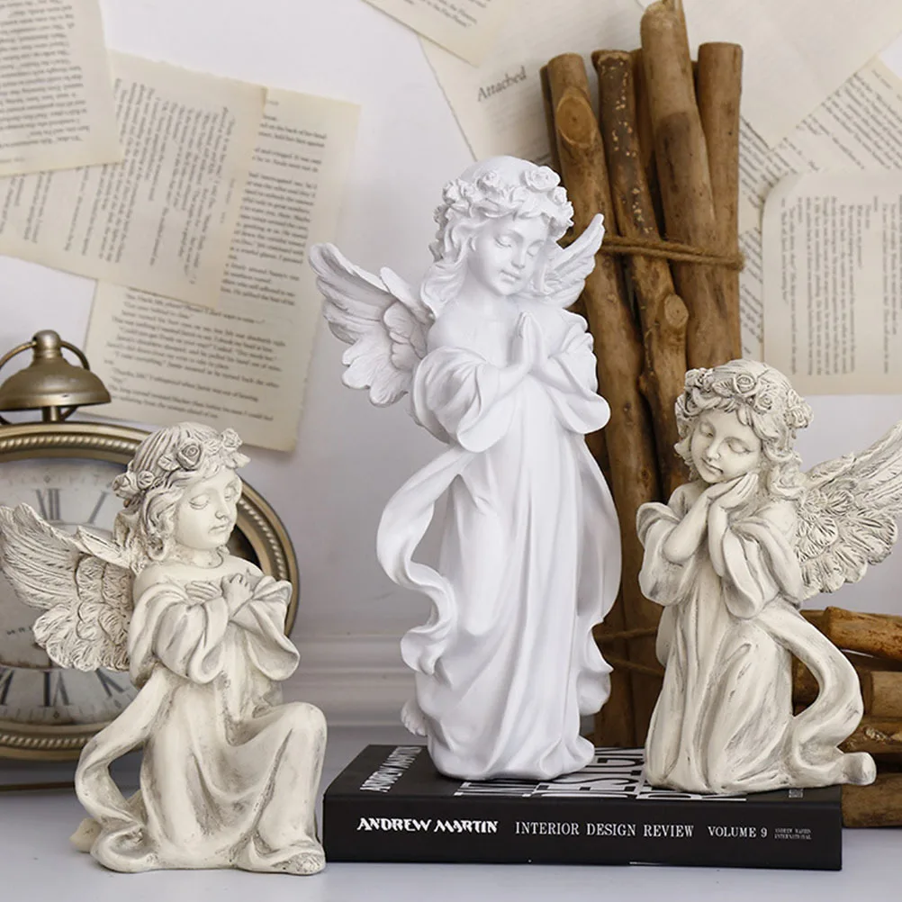 

1Pcs Resin Maiden Sculpture Fine Details Good Stability Not Easy to Knock Over Perfect for Home Decoration Prayer Angel Model