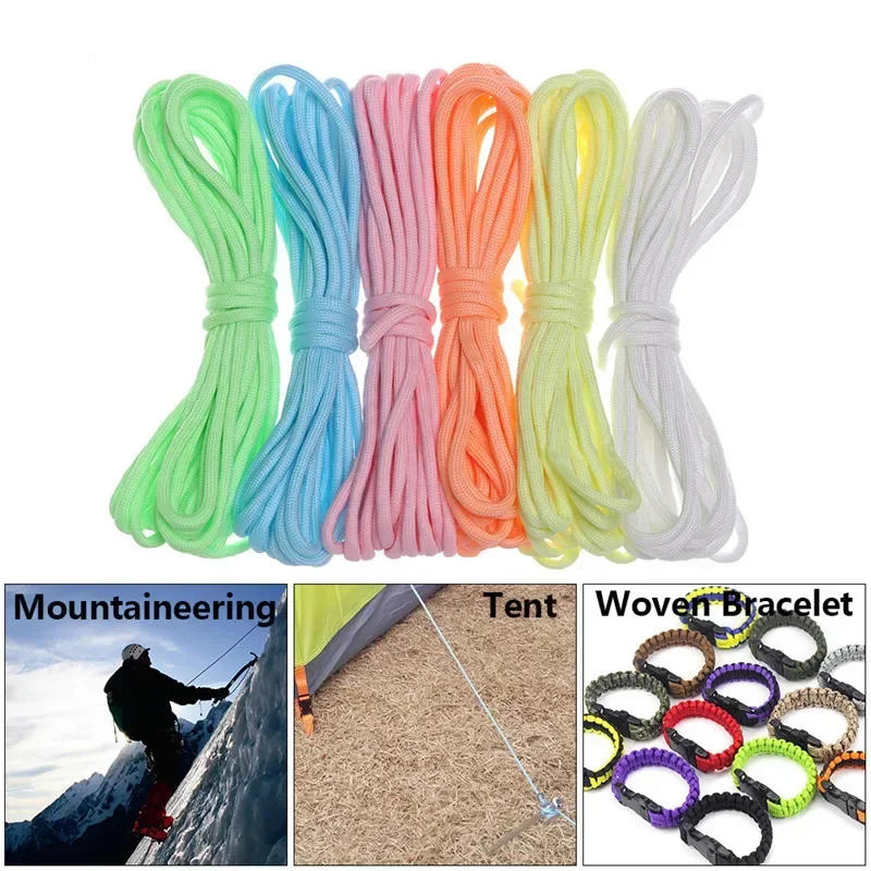 Luminous Rope 9 Strands 4mm Fluorescent Paracord Nylon 550 Tent Cord Outdoor Parachute Camping Lanyard Survival Glow In The Dark image 3