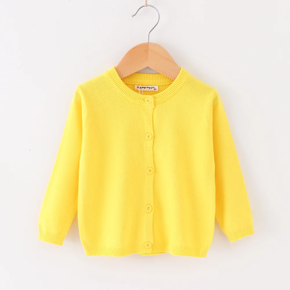 1 to 9 Years Children's Sweater Spring Autumn Girl Long Sleeve Yellow White Sweater Knit Jacket Korean Style Kid's Cardigan Top