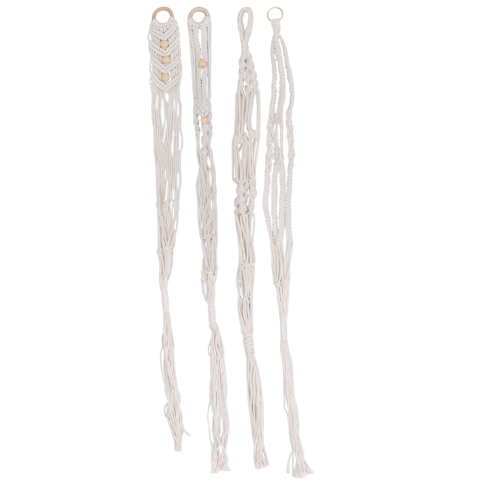 

4pcs Cotton Rope Flowerpot Hanging Basket Hand Knitted Plant Net Bag For Ceramic Metal Plastic Pots Garden Kitchen Patio
