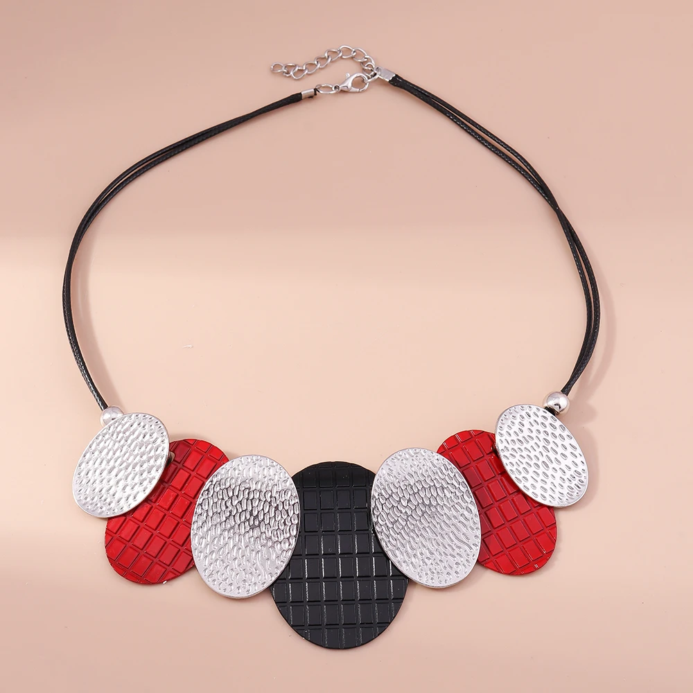 Aihua Runde Große Choker-Halsketten für Frauen, Handgefertigte Statement-Halskette, Vintage Maxi-Halsbänder, Party-Schmuck – Detail 9