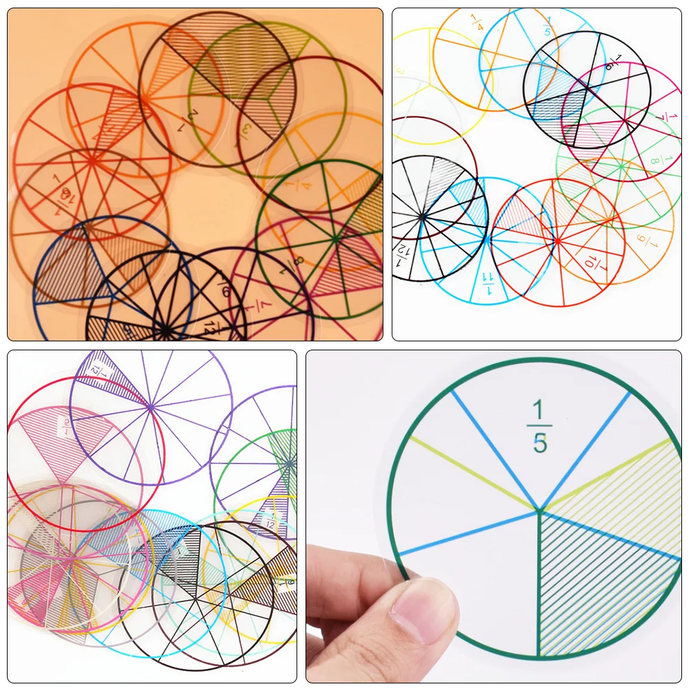 5 Sets 60 Sheets 8Cm Fraction Display Manipulatives Math Learning Kit Educational Tool Teaching Supplies Classroom
