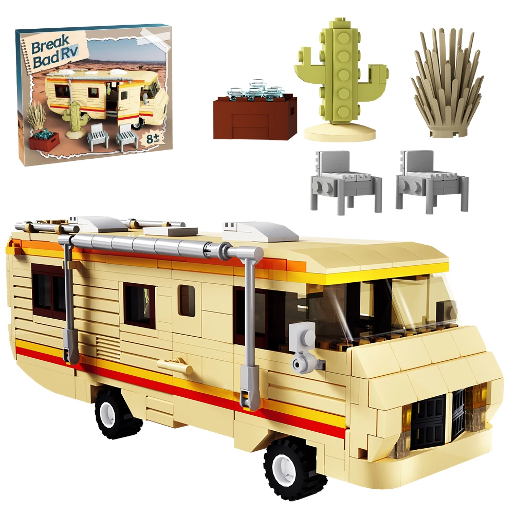 

Gobricks MOC Break Bad Rv Vehicle Bricks Pinkman Cooking Lab RV Car Building Blocks Classic Movie Breaking Bad Car Toy Gift