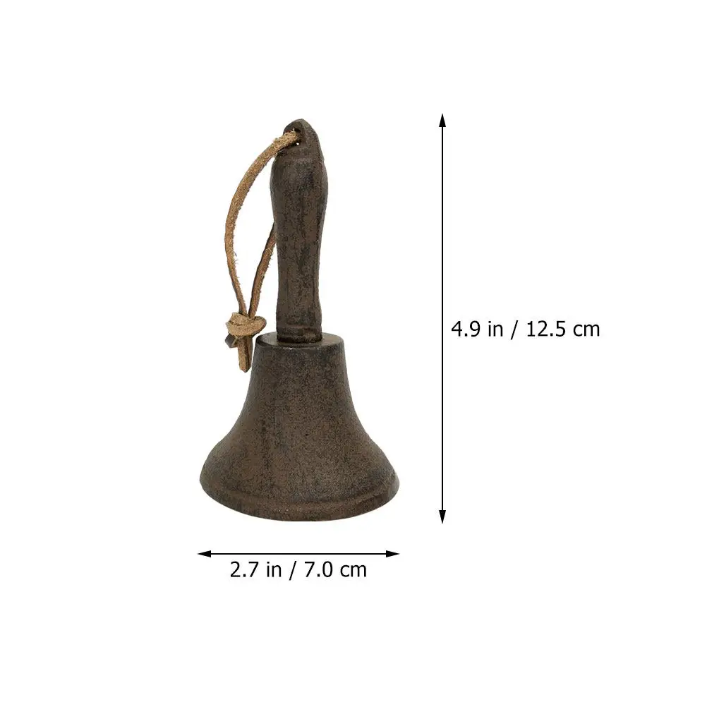Mini Iron Hand Bell Vintage Style Small School Bell with Handle Crisp Sound for Classroom Restaurant Cafe Home Office Decor